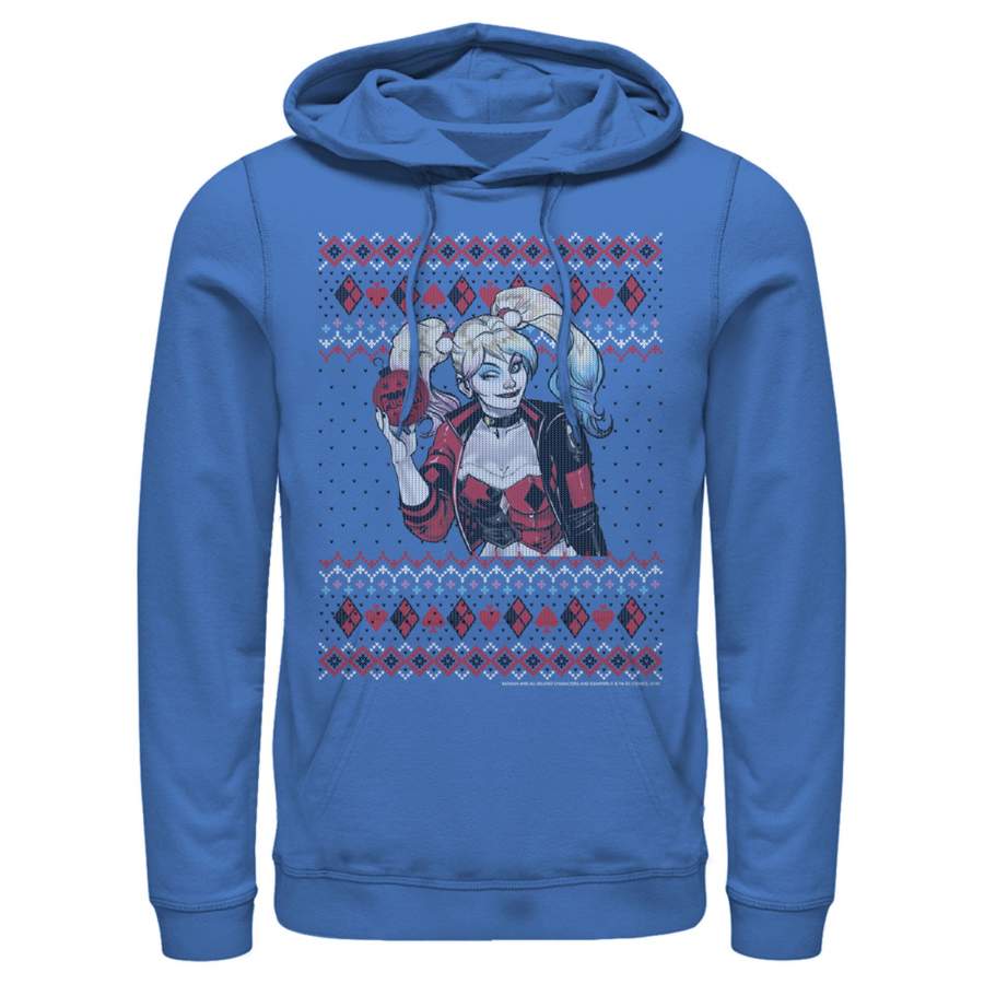 Batman Men’s Ugly Christmas Harley Quinn  Lightweight Hoodie