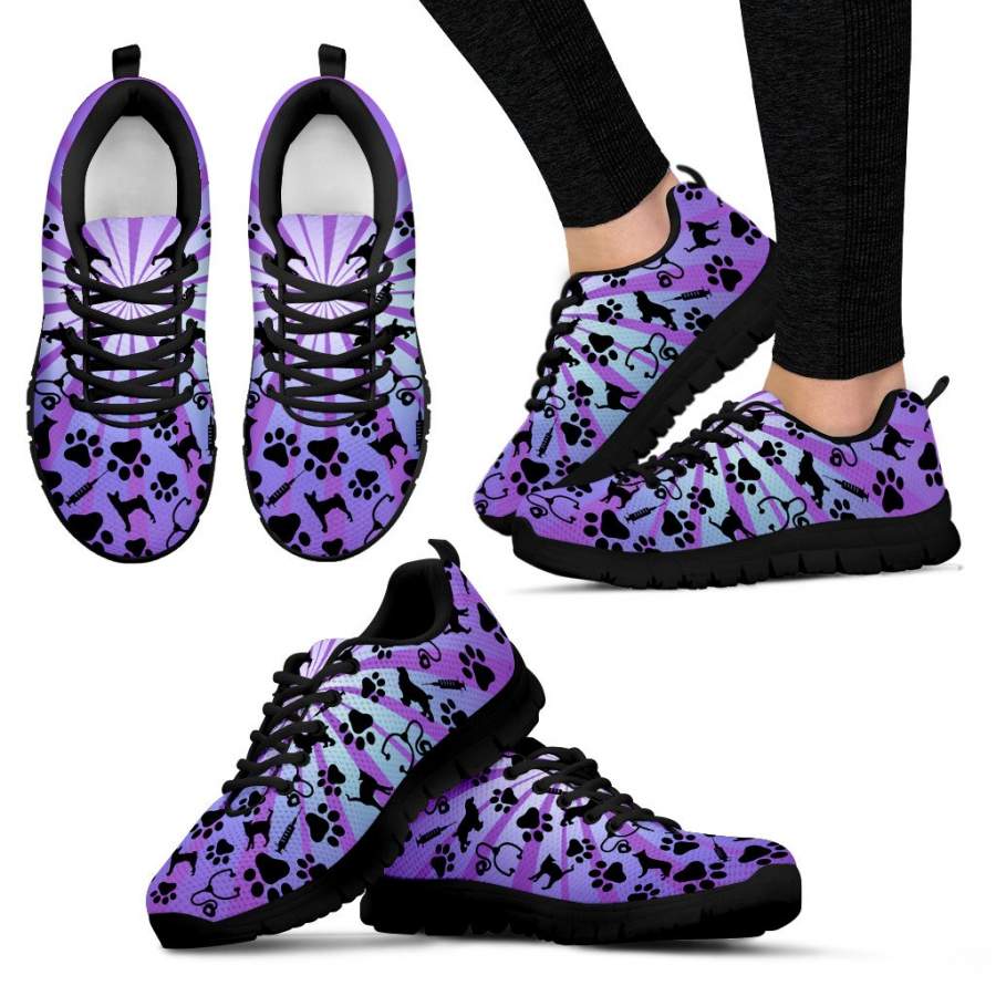 Black Cool Animals Paw Women’s Sneakers