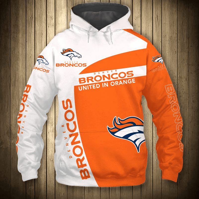 Denver Broncos Hoodies 3D Broncos United In Orange