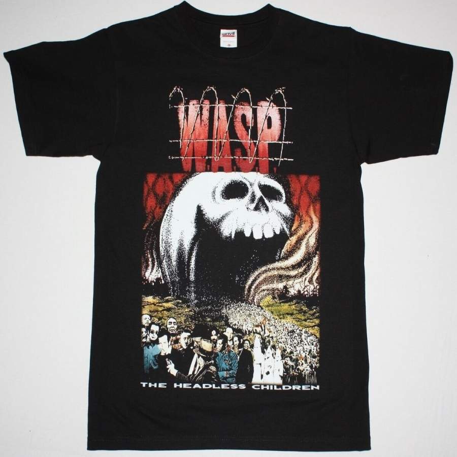 W.A.S.P. The Headless Children’89 Wasp Heavy Metal Band Ratt Printing Cotton Short Sleeve Black T Shirt