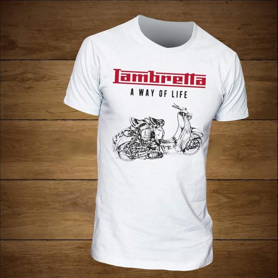 Lambretta Vintage Italy Style Scooter Short Sleeves Leisure Fashion Casual T-Shirt Size S-3Xl