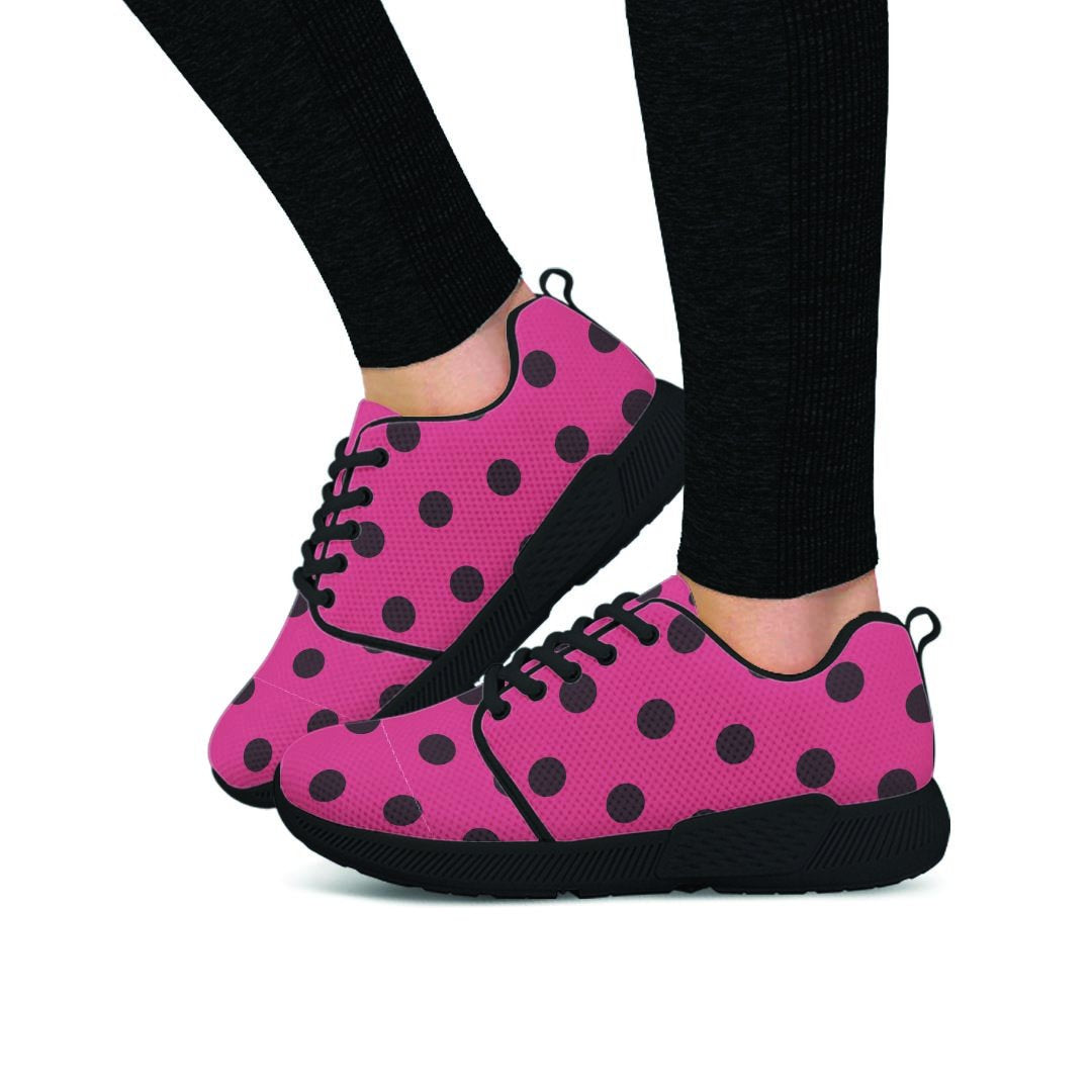 Vintage Pink And Black Polka Dot Women’S Athletic Shoes