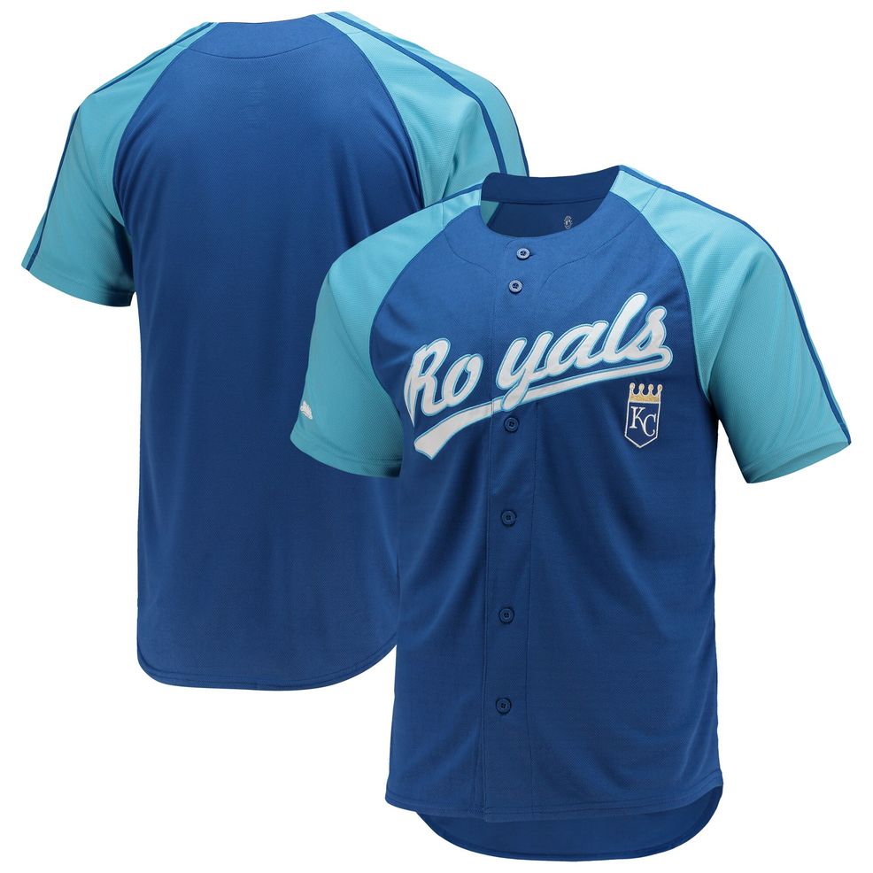 Kansas City Royals Stitches Button-Down Raglan Replica Jersey – Royal