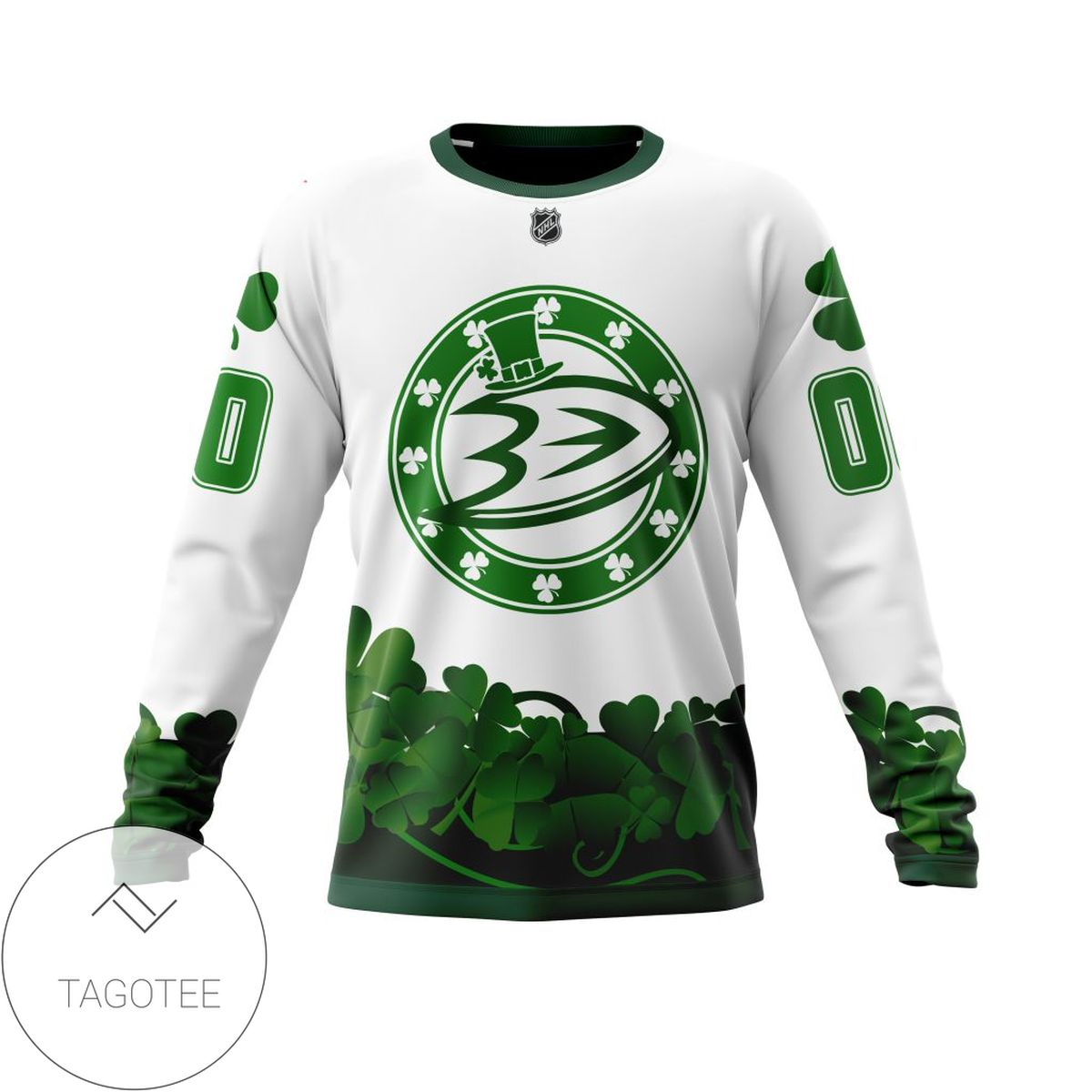 Anaheim Ducks Custom Name Number Happy St Patricks Day Shamrock Jersey Gift For Fan Ugly Wool Sweater Christmas