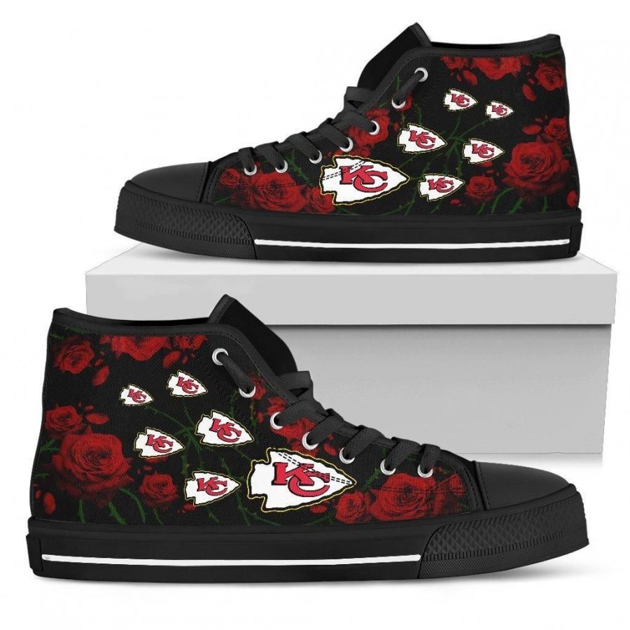 Lovely Rose Thorn Incredible Kansas City Chiefs High Top Shoes #417