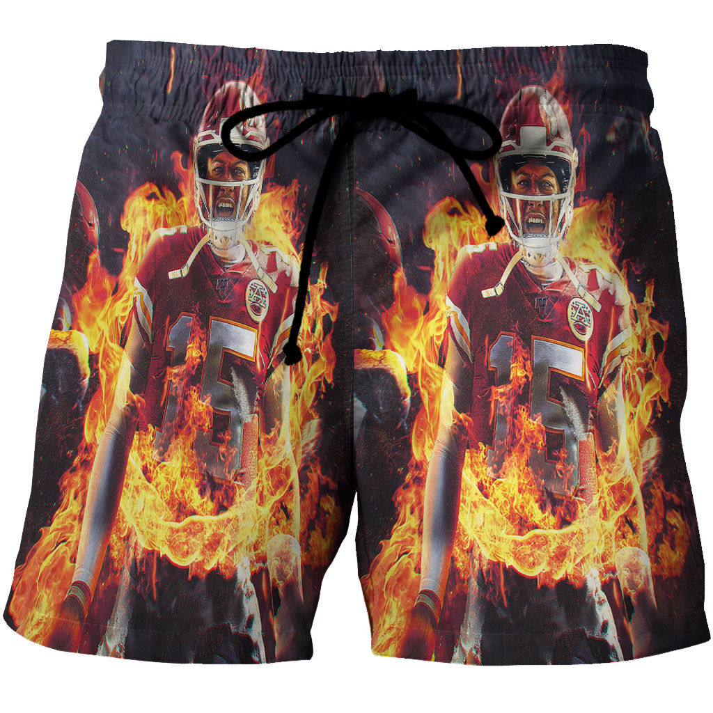 Kansas City Chiefs Patrick Mahomes 15 3D All Over Print Summer Beach Hawaiian Short