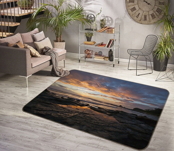 3D Beach View Sky Clouds Area Rug Home Decor