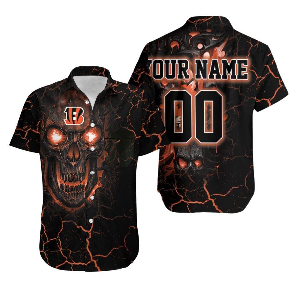 Beach Shirt Lava Skull Cincinnati Bengals 3D Personalized Hawaiian Shirt