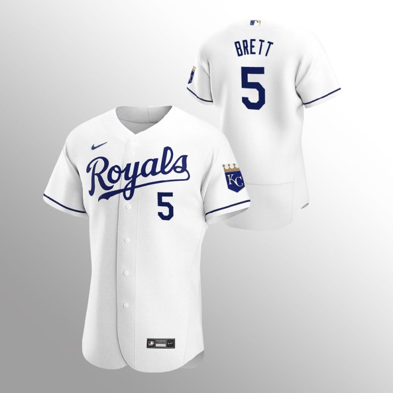 Men’S Kansas City Royals George Brett  White 2020 Home Jersey – All Stitched, Embroidery