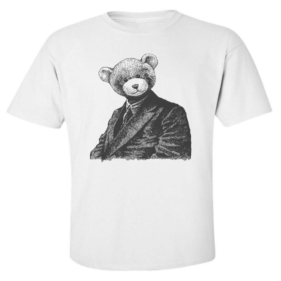 Vintage Beautiful Toy Costume Bear Portrait Printed Cotton Men’s T-shirt Top Tee