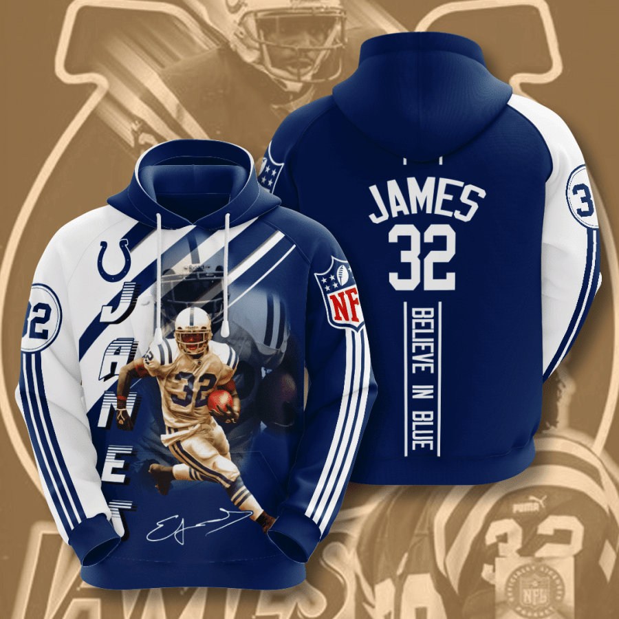 Indianapolis Colts Edgerrin James 90 Unisex 3D Hoodie Gift For Fans