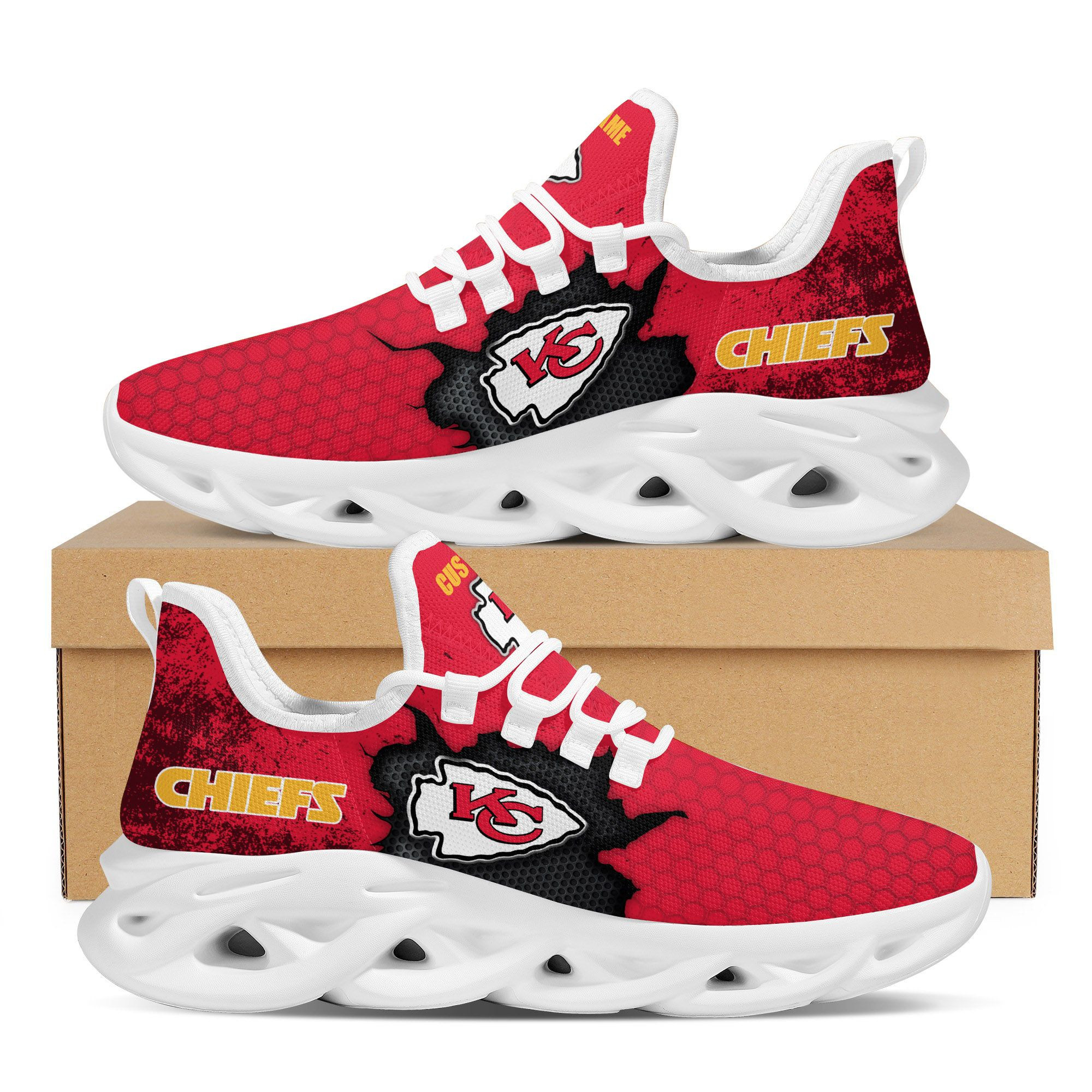 Kansas City Chiefs Cracked Design Trending Max Soul Clunky Sneaker Shoes  Custom Name Personalized For Mens Womensfans