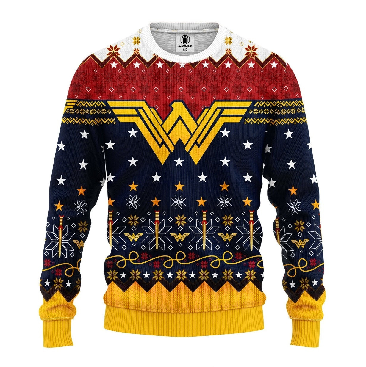 Wonder Woman Ugly Knitted Christmas Sweatshirt, Wonder Woman Xmas Sweater, Christmas Sweater 2023, Ugly Christmas Sweater 2023