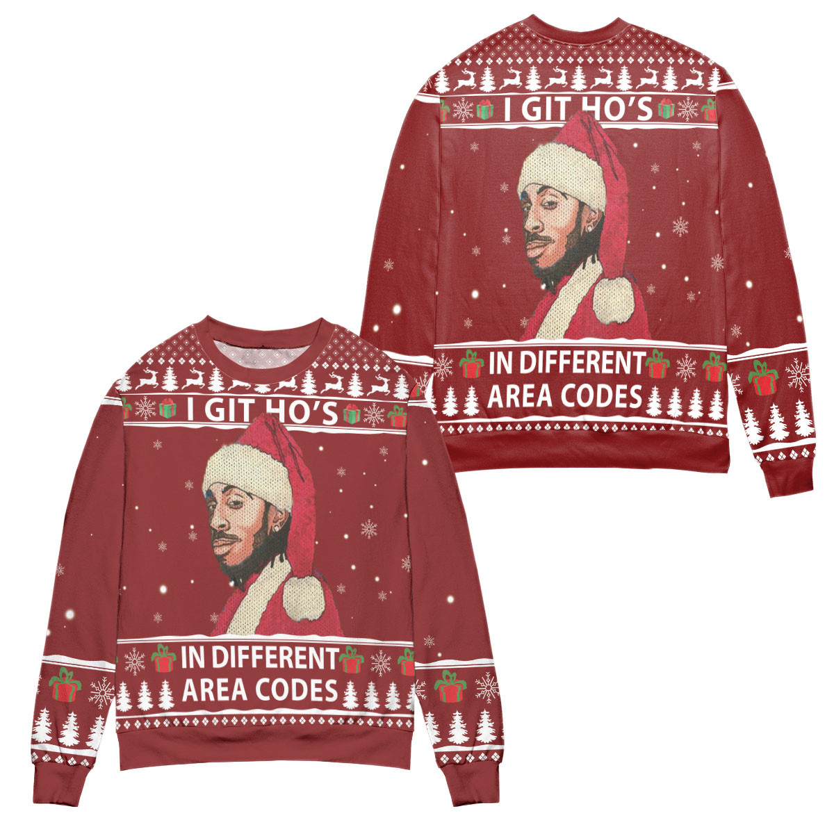 Ludacris I Got Ho’S In Different Area Codes Ugly Christmas Sweater – All Over Print 3D Sweater – Red