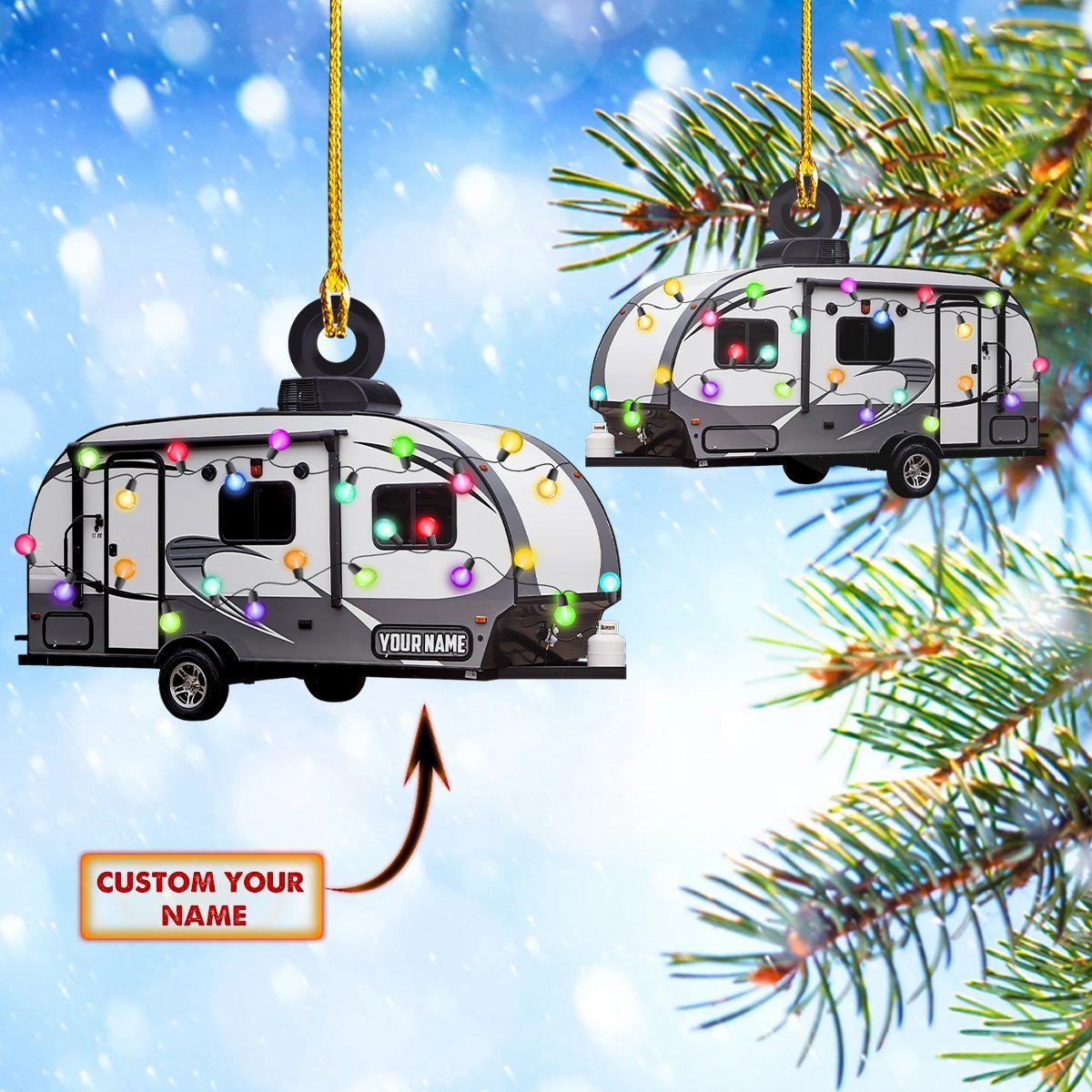 Rd Hkm Camping Caravan- Custom Shaped Ornament 18