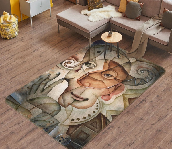 3D Abstract All Shape Face Portrait Area Rug Home Decor