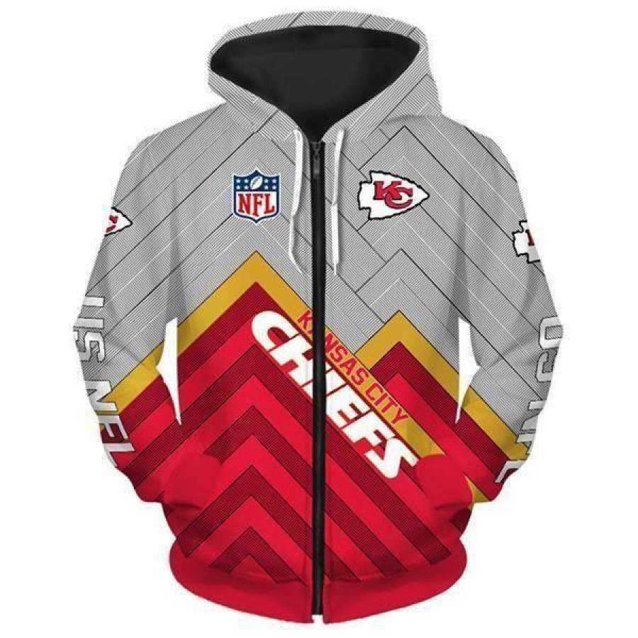 Kansas City Chiefs Zip Up Hoodie Unisex 3D All Over Print