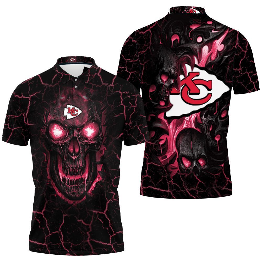 Lava Skull Kansas City Chiefs 3D Polo Shirt All Over Print Jersey