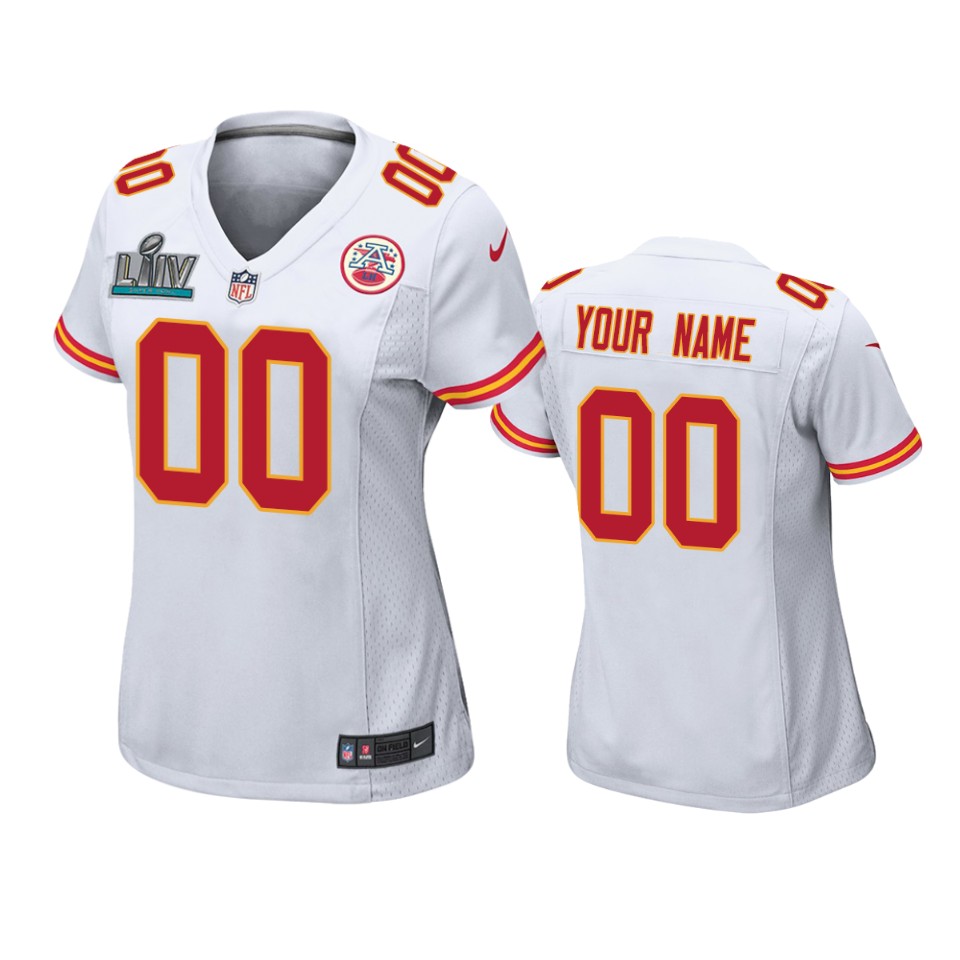 Women’S Kansas City Chiefs Custom White Super Bowl Liv Game Jersey