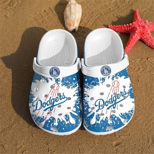 Los Angeles Dodgers Logo Crocs Classic Clogs Shoes In Blue White