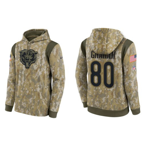 Jimmy Graham Chicago Bears Camo 2021 Salute To Service Veterans Day Therma Pullover Hoodie