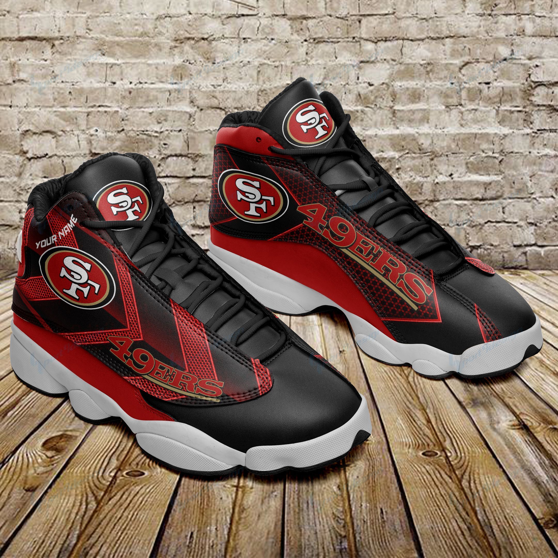 San Francisco 49ers Personalized Air JD13 Sneakers 500