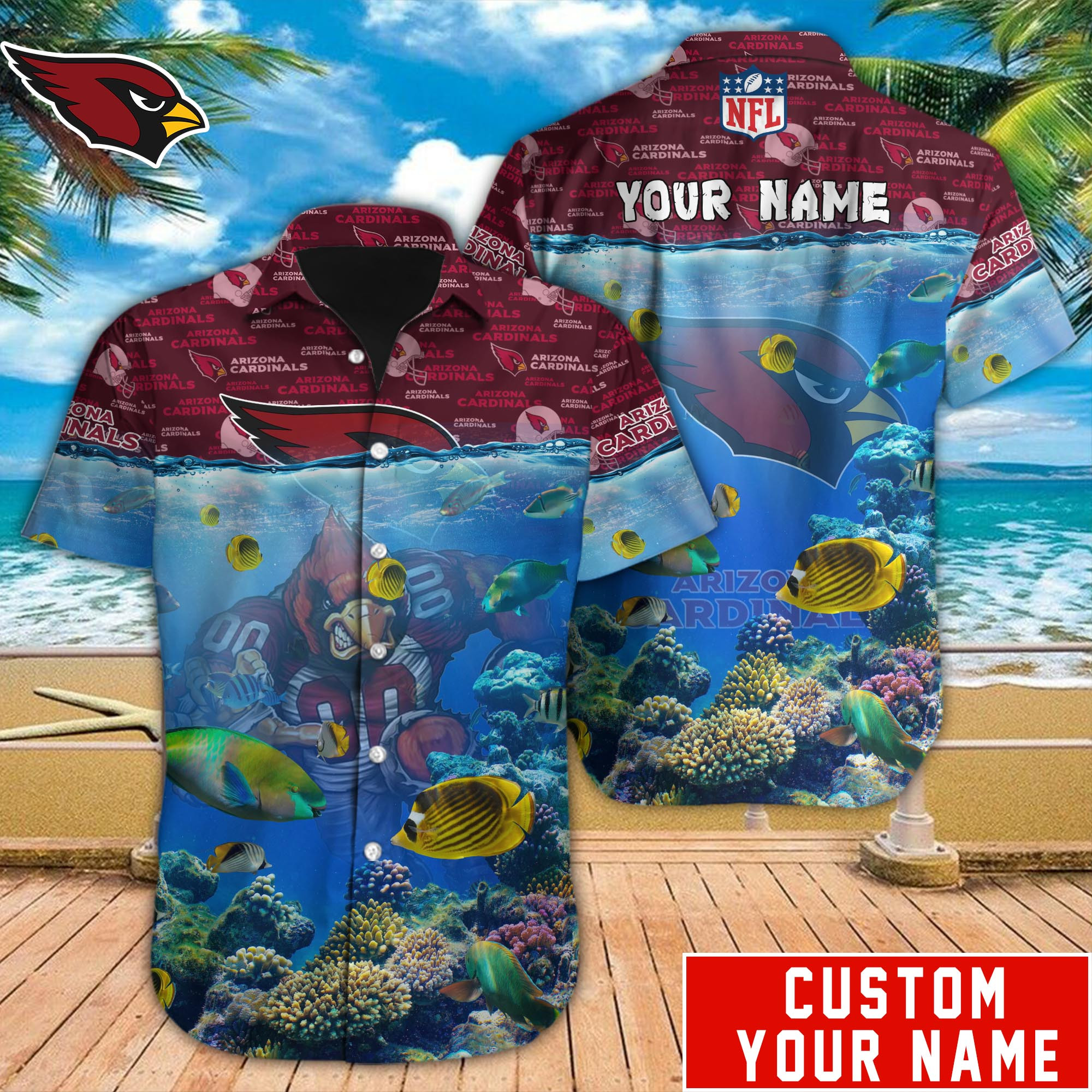 Arizona Cardinals Nfl-Hawaiian Shirt Custom M-39359