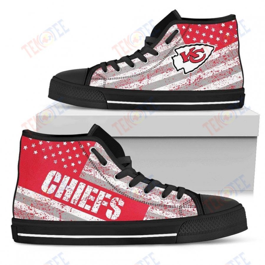 Mens Womens Kansas City Chiefs High Top Shoes America Flag Italic Vintage Styleshoes TMT455