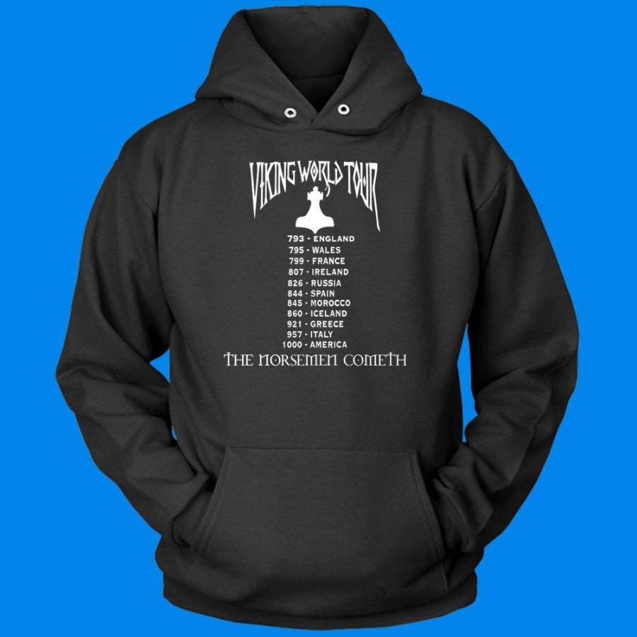 Viking World Tour  Funny  Norse History Thor Odin Norway Pillage Men’S Hoodie