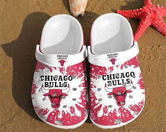 Chicago Bulls Red White Crocss Crocband Clog Comfortable Water Shoes