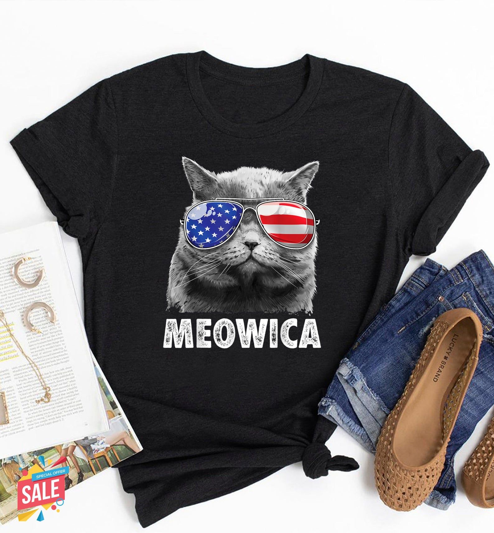 Cat 4Th Of July Shirts Meowica Shirt Merica Usa American Flag T-Shirt American Cat 4Th July Animal Lover Shirt Patriotic Shirt