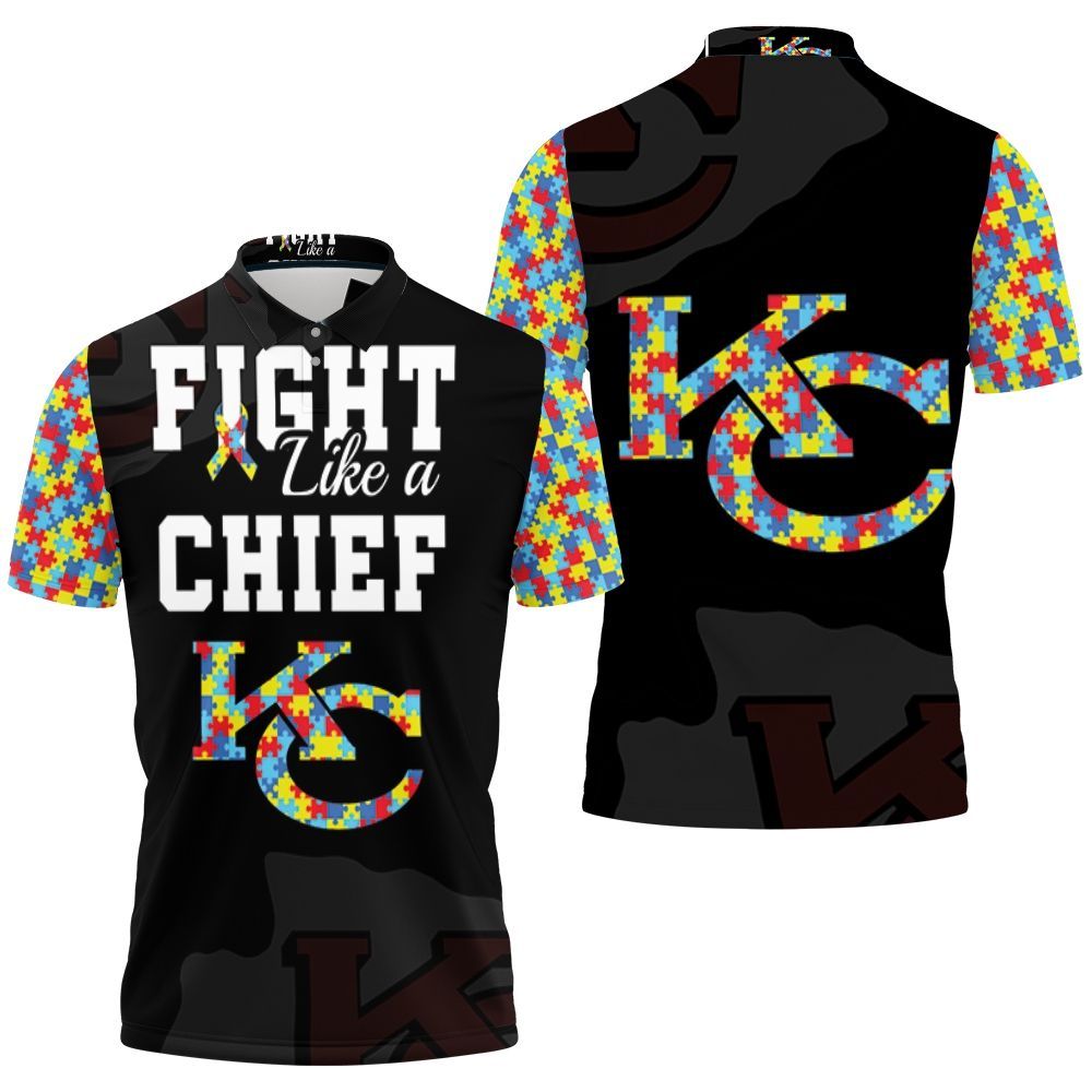 Fight Like A Kansas City Chiefs Autism Support Polo Shirt