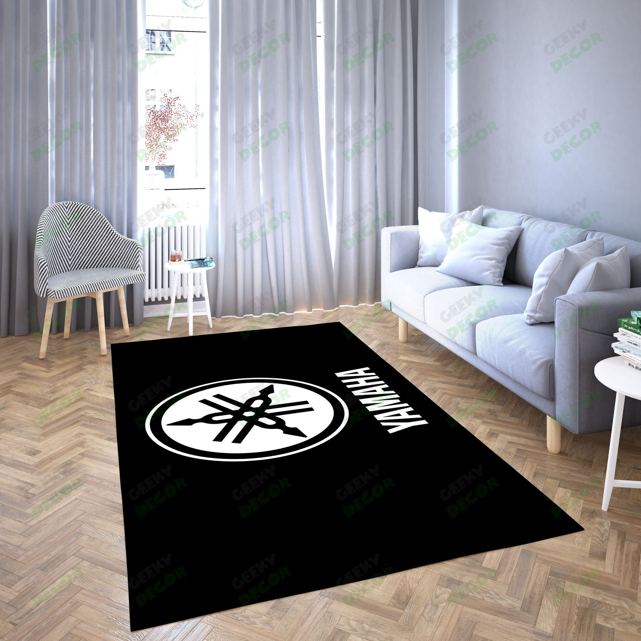 Yamaha Logo Black Simple Creation Carpet Living Room Area Rug