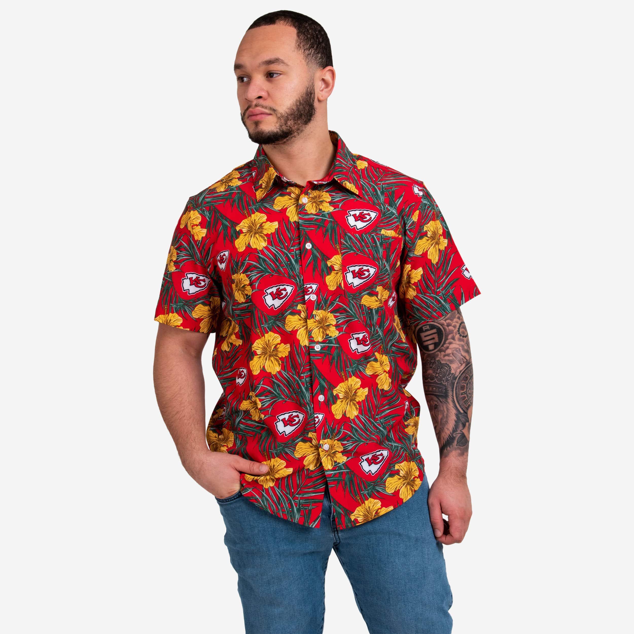 Kansas City Chiefs Hibiscus Button Up Shirt