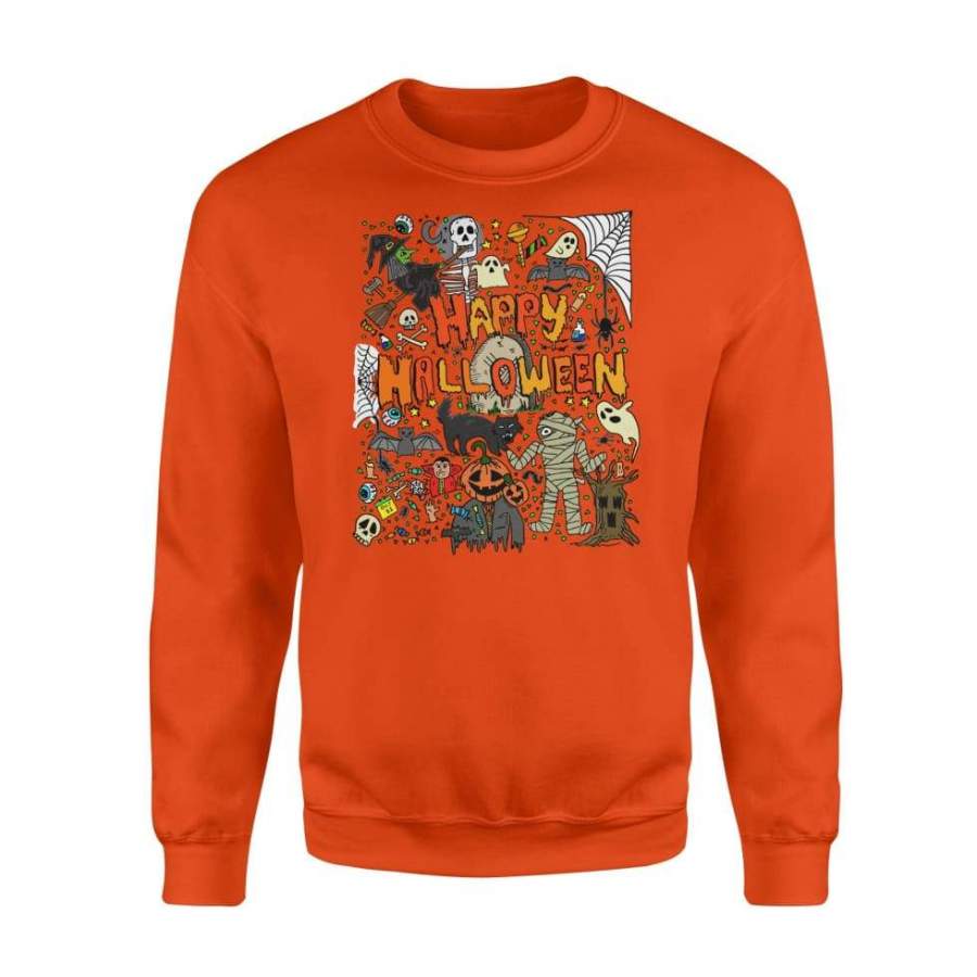 Happy Halloween Scary Retro Sweatshirt – Standard Fleece Sweatshirt