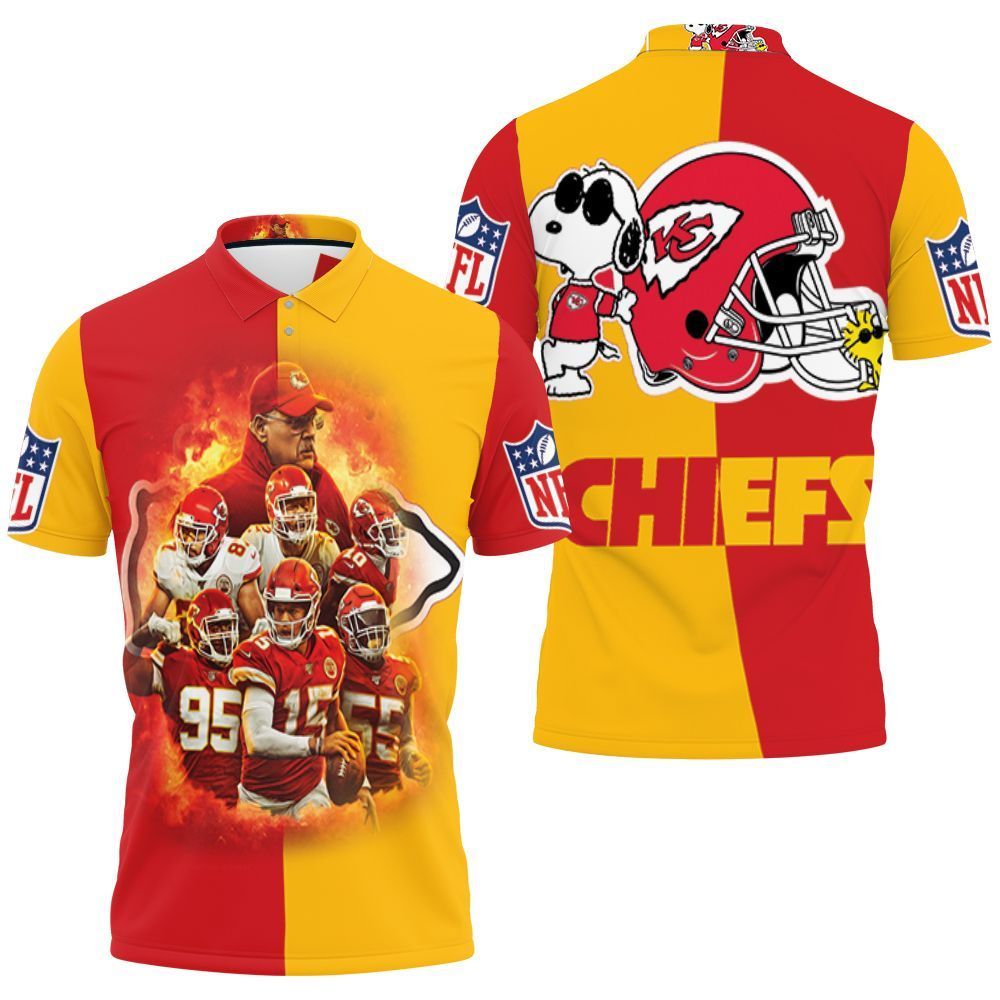 Snoopy Kansas City Chiefs Helmet Afc West Division Champions Super Bowl 2021 3D Polo Shirt, Jersey