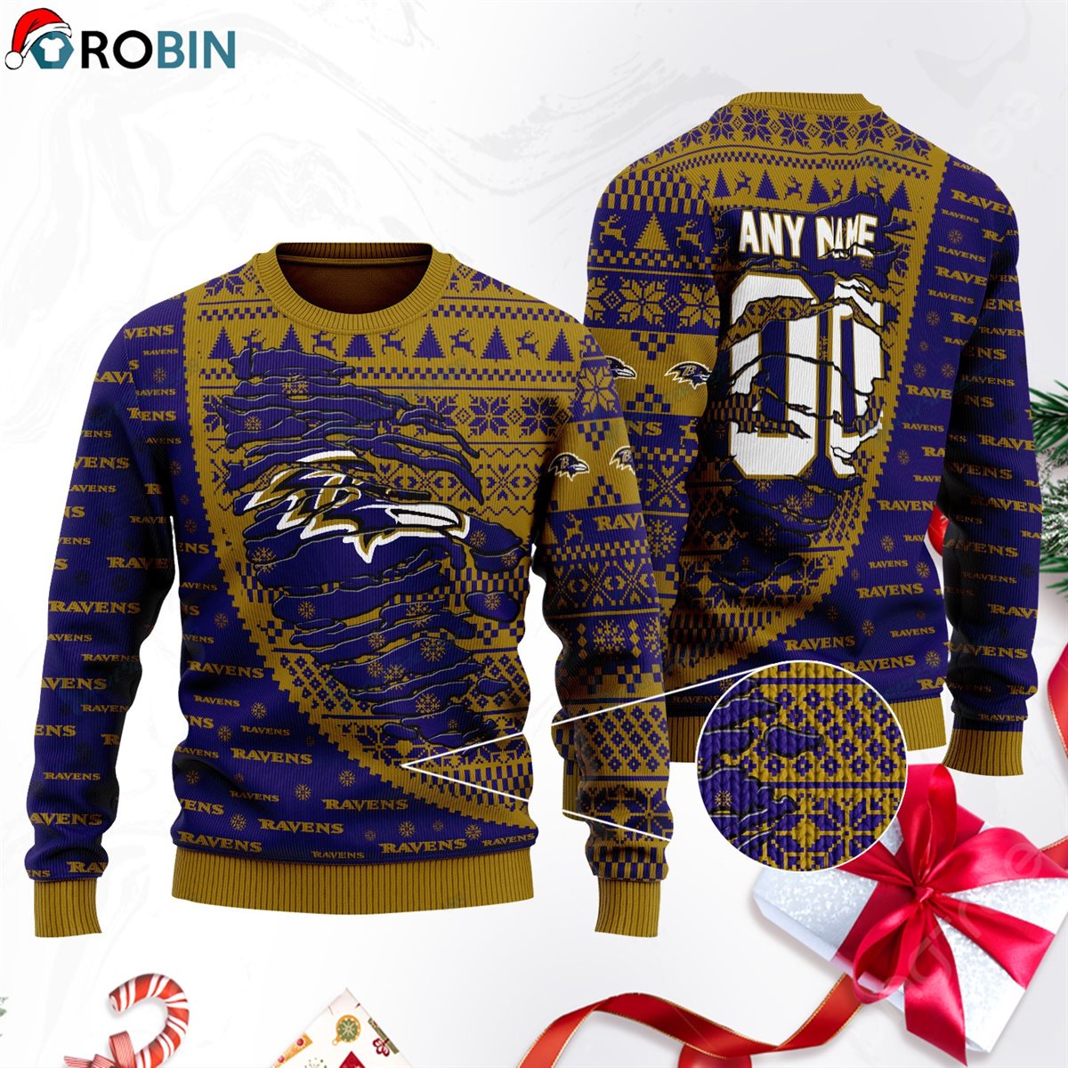 Baltimore Ravens Gift For Fan Ugly Wool Sweater Christmas Sweatshirt Swt140