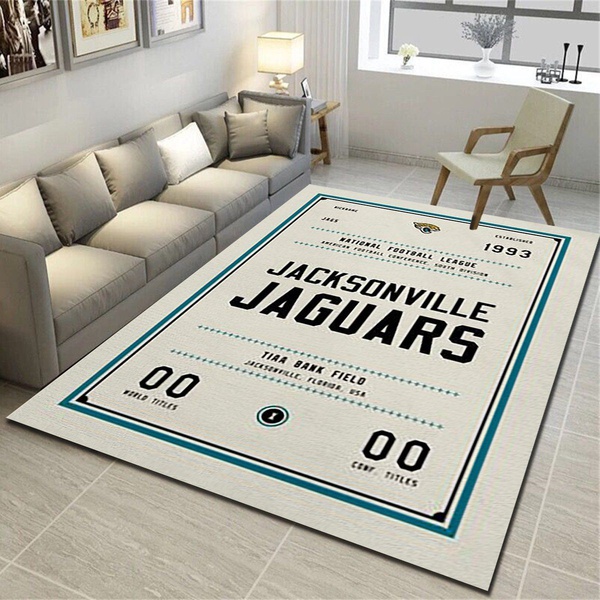 Jacksonville Jaguars Logo Area Rug, Football Team Living Room Carpet, Sports Floor Mat