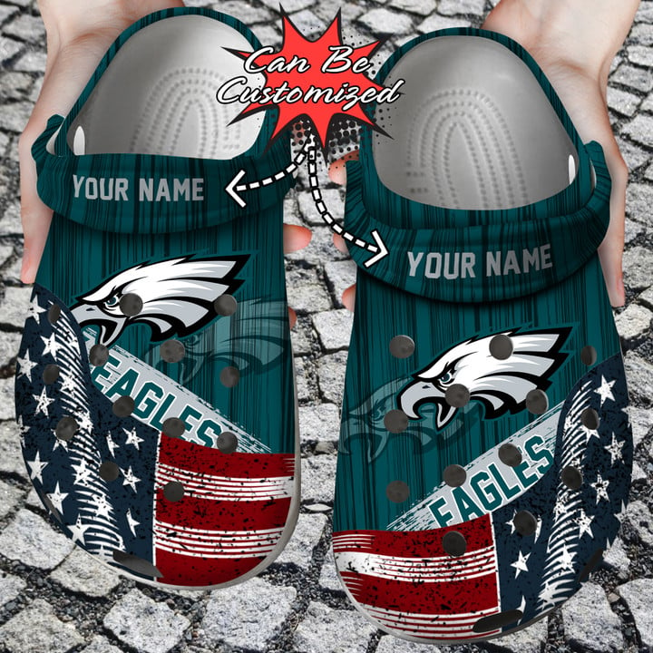 Custom Crocs – Us Flag Philadelphia Eagles New Crocs Clog Shoes