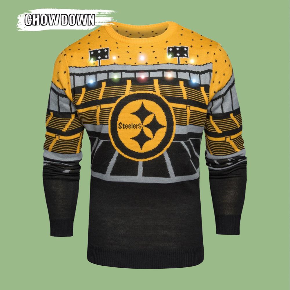 Pittsburgh Steelers Forever Collectibles Bluetooth Pittsburgh Steelers Gift For Fan Ugly Wool Sweater Christmas