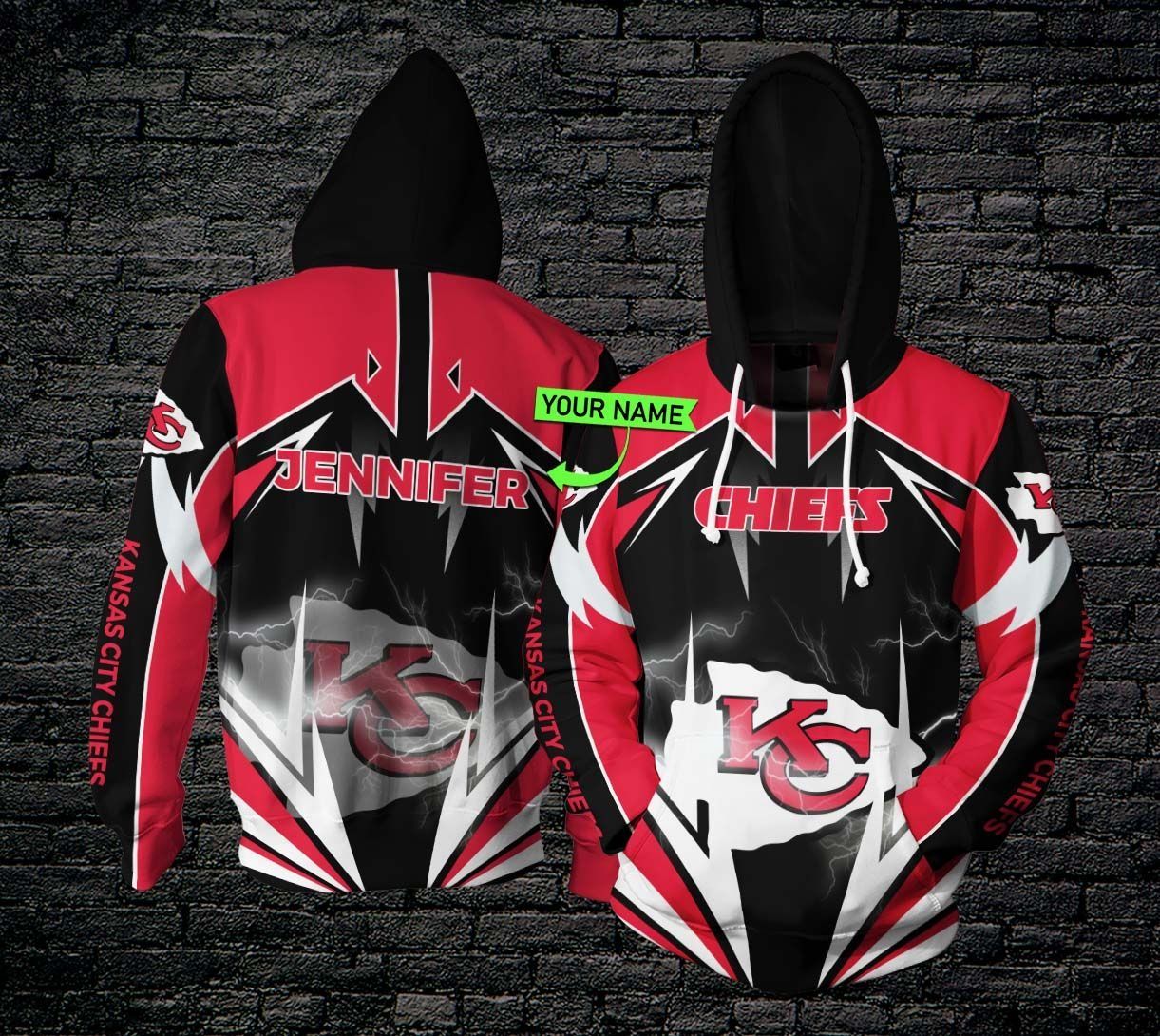 Personalized THA184 3D Hoodie Kansas City Chiefs Lightning