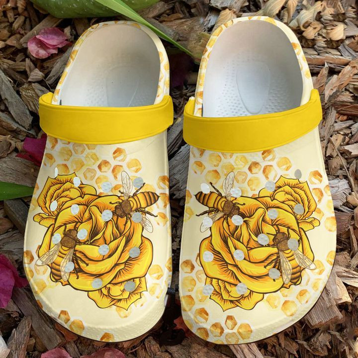 Bee Flowery Crocss Crocband Clog Comfortable For Mens Womens Classic Clog Water Shoes