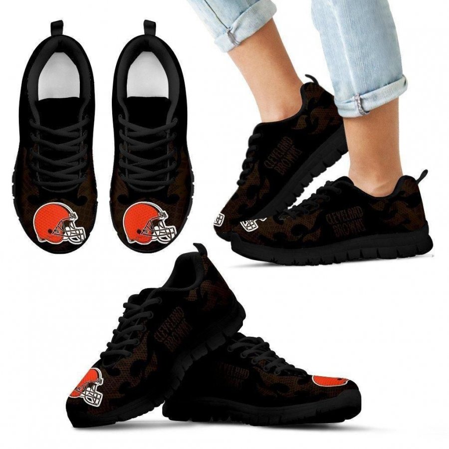 Tribal Flames Pattern Cleveland Browns Sneakers #864