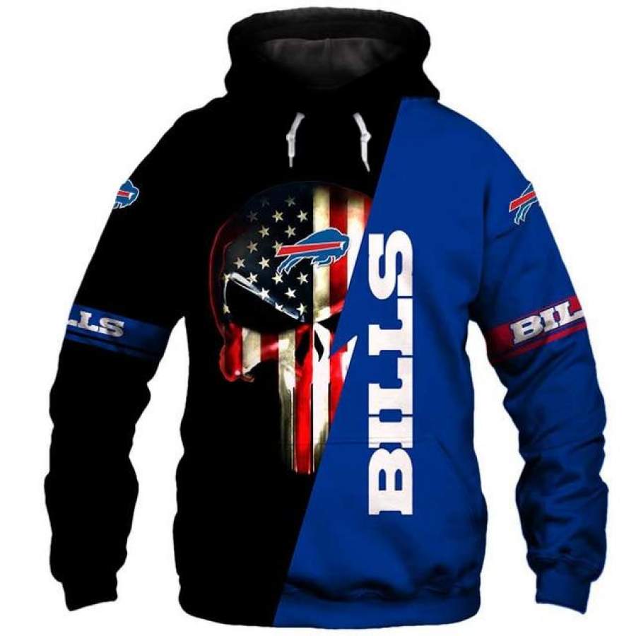 Buffalo Bills 3D Skull Hoodie