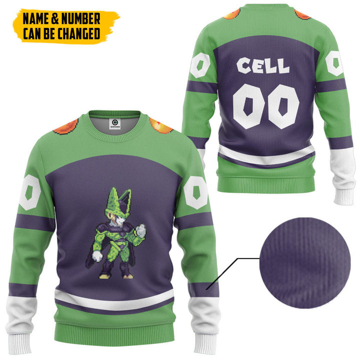 Personalized Dragon Ball Z Pixel Cell Ugly Christmas Sweater – All Over Print 3D Sweater