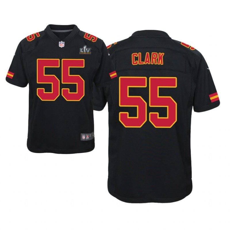 Youth Kansas City Chiefs #55 Frank Clark Black Super Bowl Lv Game Jersey