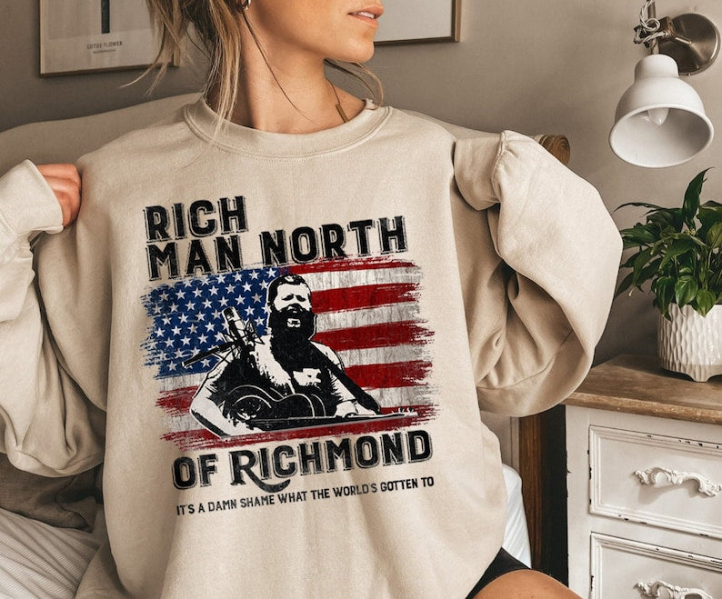 Rich Men North Of Richmond T-Shirt, Western Country Music Lyric, Oliver Anthony Music Song Shirt , Blue Collar Anthem, Nashville Graphic Tee