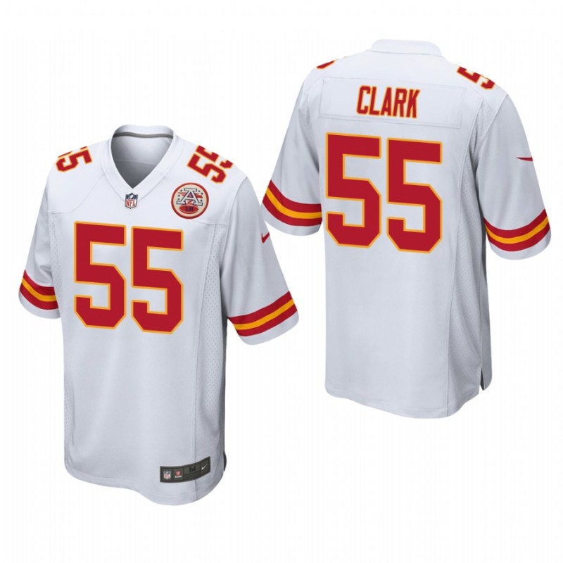 Kansas City Chiefs Frank Clark #55 White Game Jersey – All Stitched, Embroidery