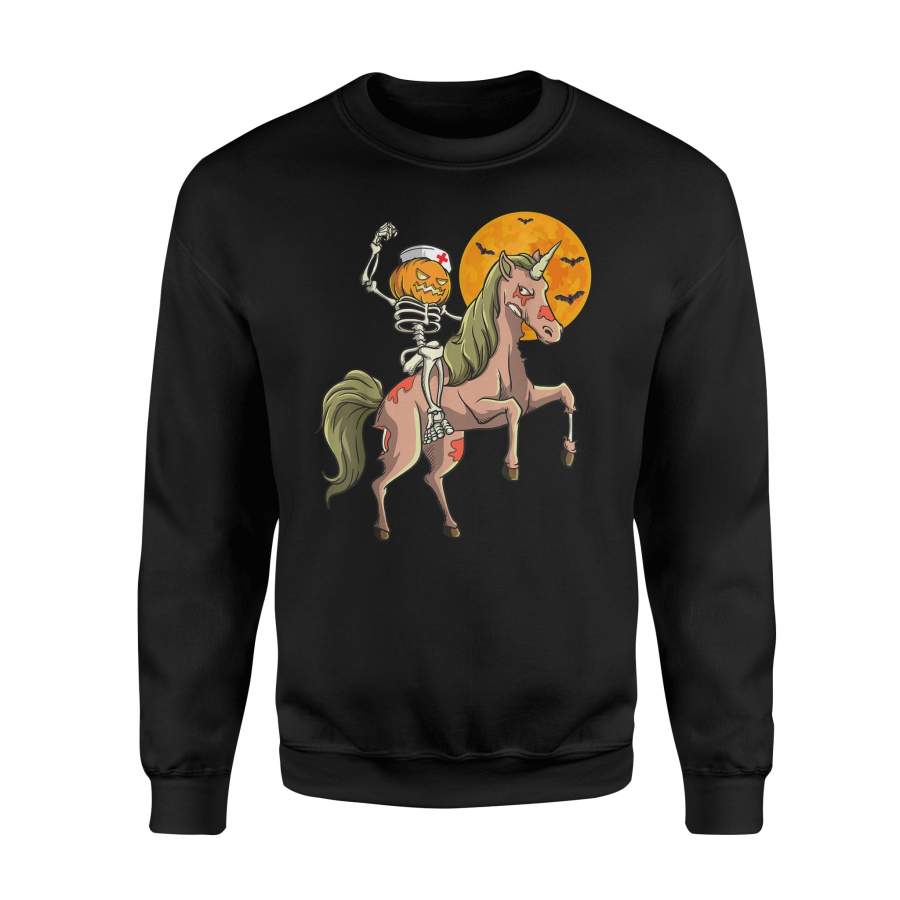 Zombie Unicorn Nurse Skeleton Scary Nurse Rpn Halloween Sweatshirt