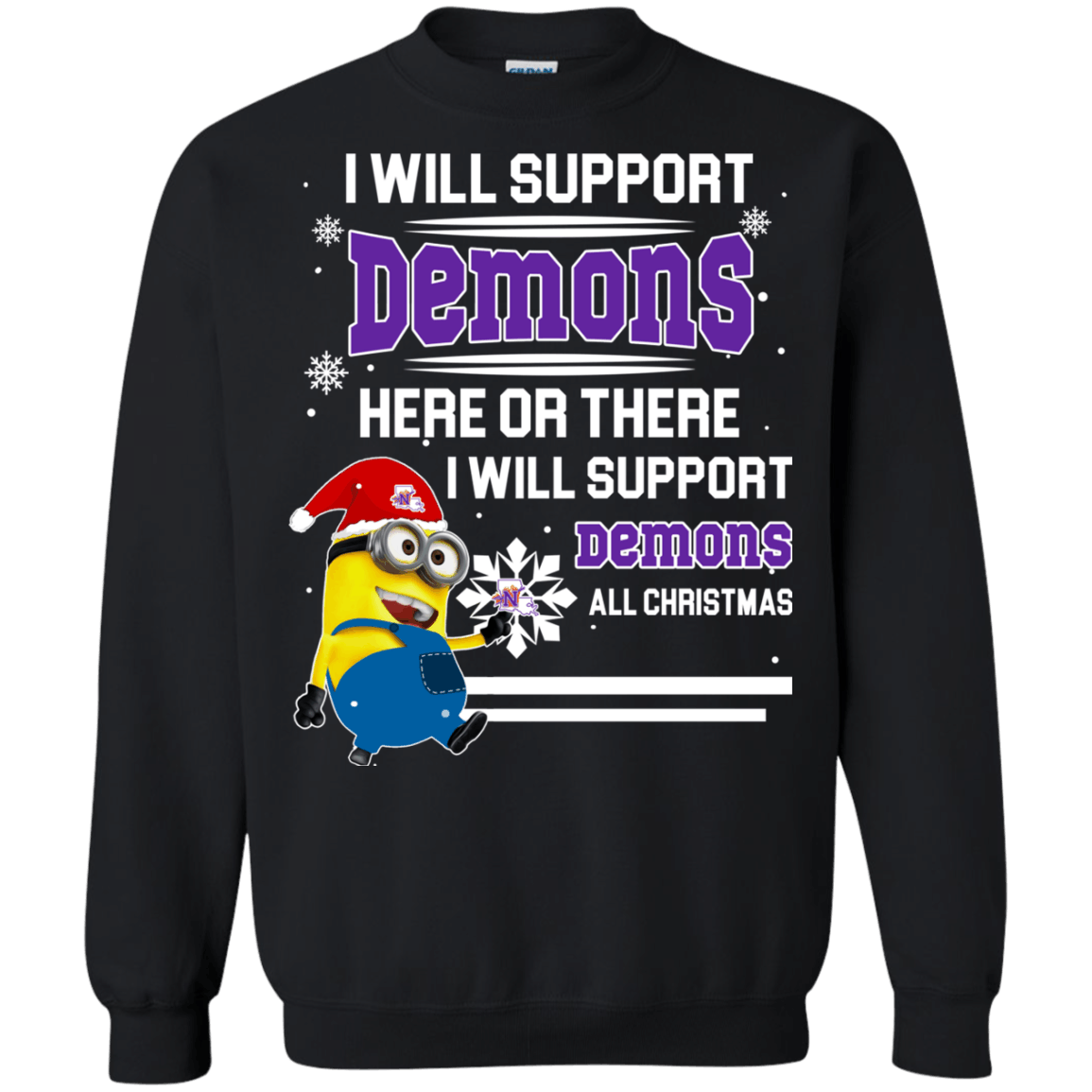 Amazing Tee Northwestern State Demons Minion Ugly Christmas Sweater 2023S Support Here Or There All Christmas Sweatshirts